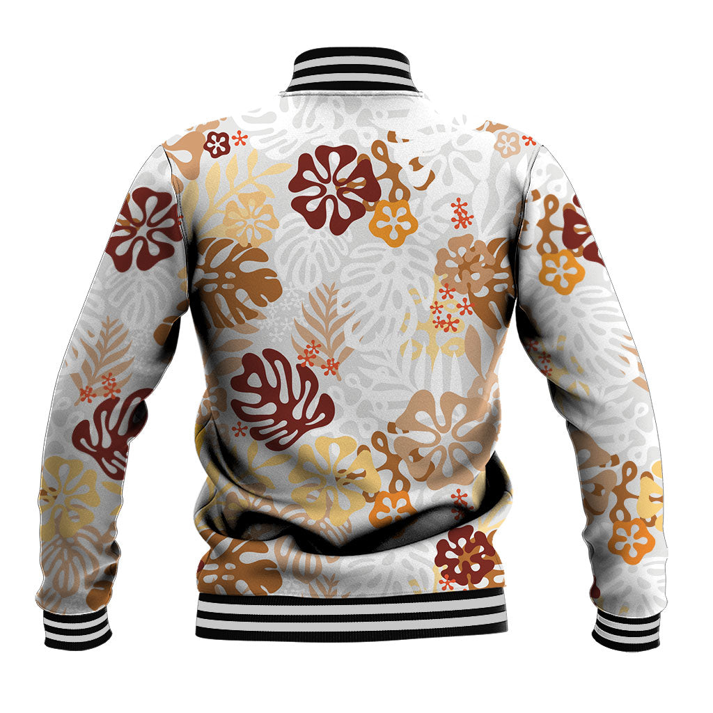 Brown Aloha Hawaiian Baseball Jacket Monstera Hibiscus Tropical Pattern LT19 - Polynesian Pride