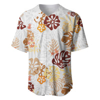 Brown Aloha Hawaiian Baseball Jersey Monstera Hibiscus Tropical Pattern LT19 Brown - Polynesian Pride