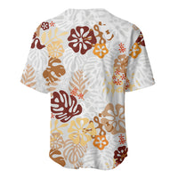 Brown Aloha Hawaiian Baseball Jersey Monstera Hibiscus Tropical Pattern LT19 - Polynesian Pride