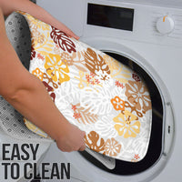 Brown Aloha Hawaiian Bathroom Set Monstera Hibiscus Tropical Pattern LT19 - Polynesian Pride