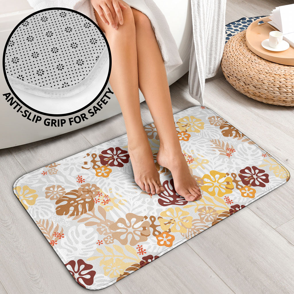 Brown Aloha Hawaiian Bathroom Set Monstera Hibiscus Tropical Pattern LT19 - Polynesian Pride