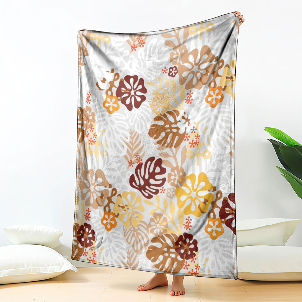 Brown Aloha Hawaiian Blanket Monstera Hibiscus Tropical Pattern LT19 - Polynesian Pride