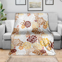 Brown Aloha Hawaiian Blanket Monstera Hibiscus Tropical Pattern LT19 - Polynesian Pride