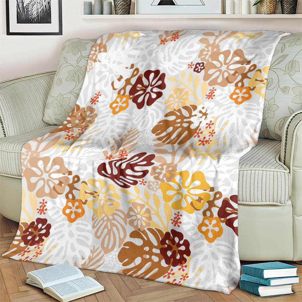Brown Aloha Hawaiian Blanket Monstera Hibiscus Tropical Pattern LT19 - Polynesian Pride
