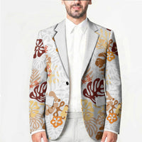 Brown Aloha Hawaiian Blazer Monstera Hibiscus Tropical Pattern LT19 - Polynesian Pride