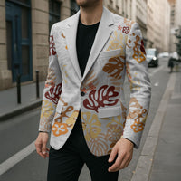 Brown Aloha Hawaiian Blazer Monstera Hibiscus Tropical Pattern LT19 - Polynesian Pride