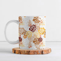 Brown Aloha Hawaiian Ceramic Mug Monstera Hibiscus Tropical Pattern LT19 Brown - Polynesian Pride