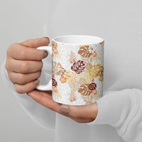 Brown Aloha Hawaiian Ceramic Mug Monstera Hibiscus Tropical Pattern LT19 - Polynesian Pride