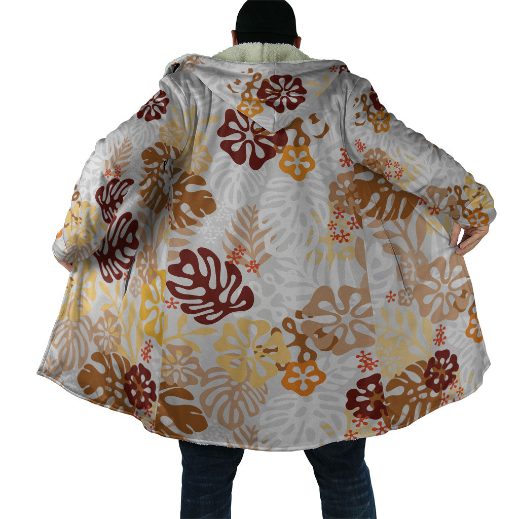 Brown Aloha Hawaiian Cloak Monstera Hibiscus Tropical Pattern LT19 - Polynesian Pride
