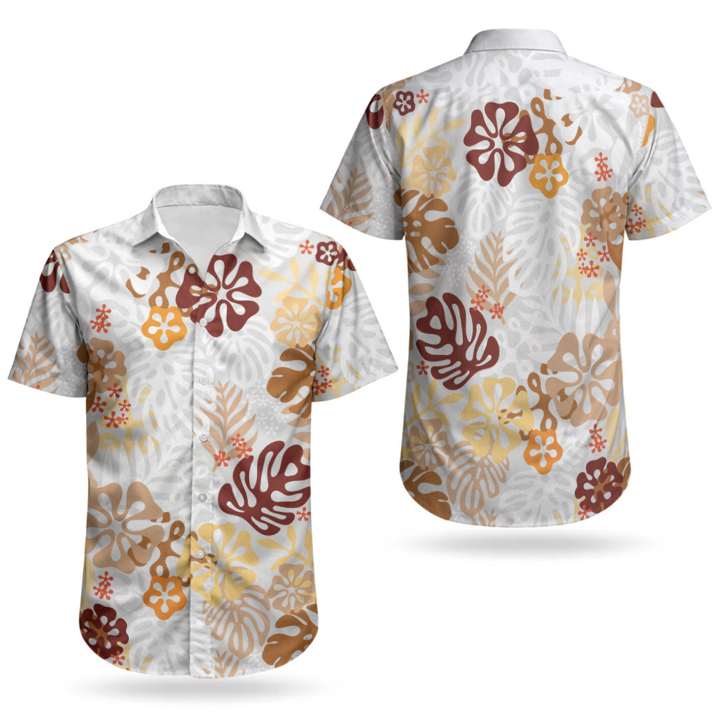 Brown Aloha Hawaiian Couples Matching Mermaid Dress and Hawaiian Shirt Monstera Hibiscus Tropical Pattern LT19 - Polynesian Pride
