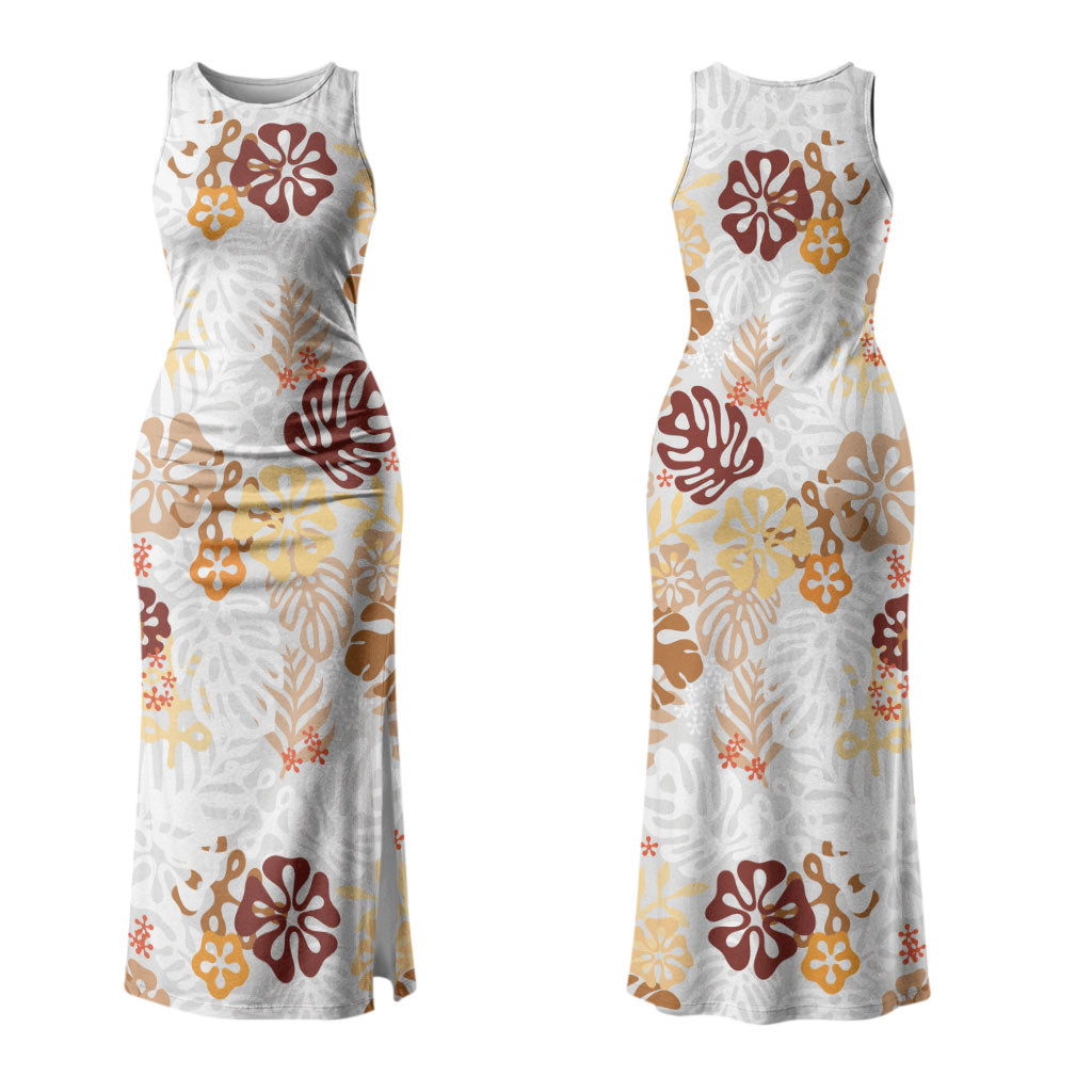 Brown Aloha Hawaiian Couples Matching Tank Maxi Dress and Hawaiian Shirt Monstera Hibiscus Tropical Pattern LT19 - Polynesian Pride