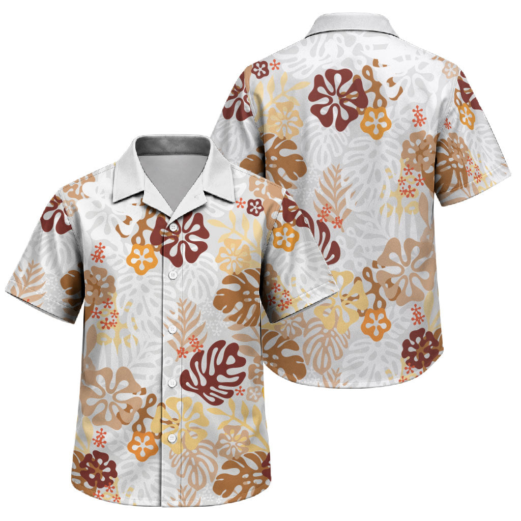Brown Aloha Hawaiian Family Matching Mermaid Dress and Hawaiian Shirt Monstera Hibiscus Tropical Pattern LT19 Son's Shirt Brown - Polynesian Pride
