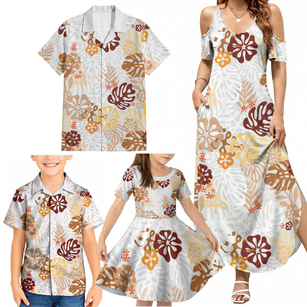 Brown Aloha Hawaiian Family Matching Summer Maxi Dress and Hawaiian Shirt Monstera Hibiscus Tropical Pattern LT19 - Polynesian Pride