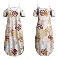 Brown Aloha Hawaiian Family Matching Summer Maxi Dress and Hawaiian Shirt Monstera Hibiscus Tropical Pattern LT19 Mom's Dress Brown - Polynesian Pride