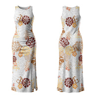 Brown Aloha Hawaiian Family Matching Tank Maxi Dress and Hawaiian Shirt Monstera Hibiscus Tropical Pattern LT19 Mom's Dress Brown - Polynesian Pride