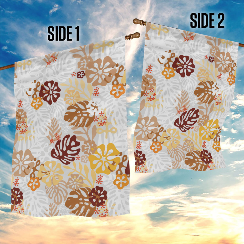 Brown Aloha Hawaiian Garden Flag Monstera Hibiscus Tropical Pattern LT19 - Polynesian Pride
