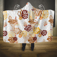 Brown Aloha Hawaiian Hooded Blanket Monstera Hibiscus Tropical Pattern LT19 - Polynesian Pride