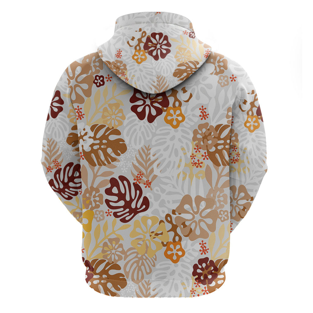 Brown Aloha Hawaiian Hoodie Monstera Hibiscus Tropical Pattern LT19 - Polynesian Pride