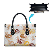 Brown Aloha Hawaiian Leather Bag Monstera Hibiscus Tropical Pattern LT19 - Polynesian Pride