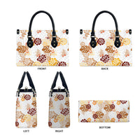 Brown Aloha Hawaiian Leather Bag Monstera Hibiscus Tropical Pattern LT19 - Polynesian Pride