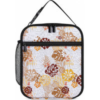 Brown Aloha Hawaiian Lunch Bag Monstera Hibiscus Tropical Pattern LT19 10.2 × 8.3 × 4.3 inch Brown - Polynesian Pride