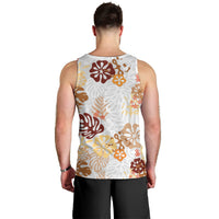 Brown Aloha Hawaiian Men Tank Top Monstera Hibiscus Tropical Pattern LT19 - Polynesian Pride