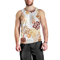 Brown Aloha Hawaiian Men Tank Top Monstera Hibiscus Tropical Pattern LT19 - Polynesian Pride