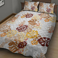 Brown Aloha Hawaiian Quilt Bed Set Monstera Hibiscus Tropical Pattern LT19 - Polynesian Pride