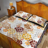 Brown Aloha Hawaiian Quilt Bed Set Monstera Hibiscus Tropical Pattern LT19 - Polynesian Pride