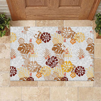 Brown Aloha Hawaiian Rubber Doormat Monstera Hibiscus Tropical Pattern LT19 Brown - Polynesian Pride
