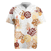 Brown Aloha Hawaiian Rugby Jersey Monstera Hibiscus Tropical Pattern LT19 Brown - Polynesian Pride
