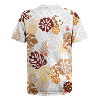 Brown Aloha Hawaiian Rugby Jersey Monstera Hibiscus Tropical Pattern LT19 - Polynesian Pride