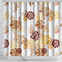 Brown Aloha Hawaiian Shower Curtain Monstera Hibiscus Tropical Pattern LT19 - Polynesian Pride
