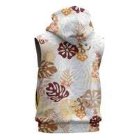 Brown Aloha Hawaiian Sleeveless Zip Hoodie Monstera Hibiscus Tropical Pattern LT19 - Polynesian Pride