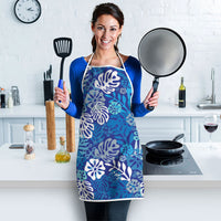 Blue Aloha Hawaiian Apron Monstera Hibiscus Tropical Pattern LT19 - Polynesian Pride