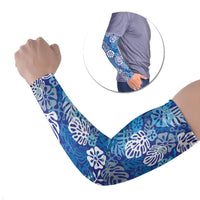 Blue Aloha Hawaiian Arm Sleeves Monstera Hibiscus Tropical Pattern LT19 Set of 2 Blue - Polynesian Pride