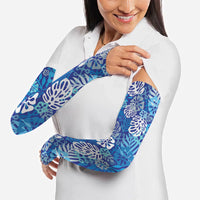 Blue Aloha Hawaiian Arm Sleeves Monstera Hibiscus Tropical Pattern LT19 - Polynesian Pride