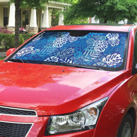 Blue Aloha Hawaiian Auto Sun Shade Monstera Hibiscus Tropical Pattern LT19 - Polynesian Pride