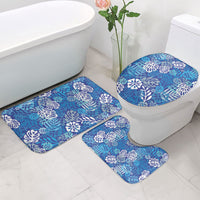 Blue Aloha Hawaiian Bathroom Set Monstera Hibiscus Tropical Pattern LT19 - Polynesian Pride