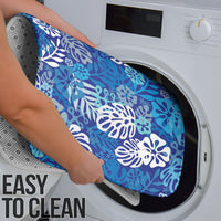Blue Aloha Hawaiian Bathroom Set Monstera Hibiscus Tropical Pattern LT19 - Polynesian Pride