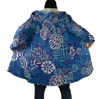 Blue Aloha Hawaiian Cloak Monstera Hibiscus Tropical Pattern LT19 - Polynesian Pride