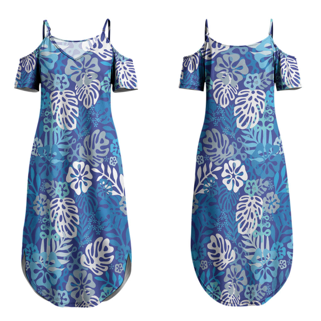 Blue Aloha Hawaiian Couples Matching Summer Maxi Dress and Hawaiian Shirt Monstera Hibiscus Tropical Pattern LT19 - Polynesian Pride