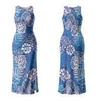 Blue Aloha Hawaiian Couples Matching Tank Maxi Dress and Hawaiian Shirt Monstera Hibiscus Tropical Pattern LT19 - Polynesian Pride