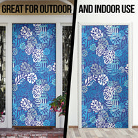 Blue Aloha Hawaiian Door Cover Monstera Hibiscus Tropical Pattern LT19 - Polynesian Pride