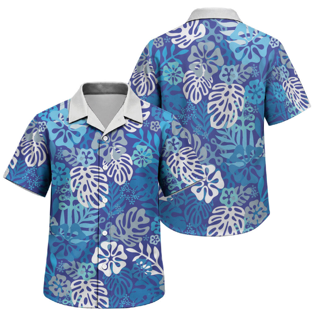 Blue Aloha Hawaiian Family Matching Short Sleeve Bodycon Dress and Hawaiian Shirt Monstera Hibiscus Tropical Pattern LT19 Son's Shirt Blue - Polynesian Pride