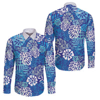 Blue Aloha Hawaiian Family Matching Summer Maxi Dress and Hawaiian Shirt Monstera Hibiscus Tropical Pattern