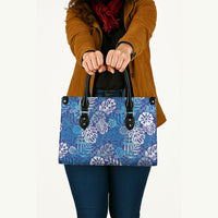Blue Aloha Hawaiian Leather Bag Monstera Hibiscus Tropical Pattern LT19 - Polynesian Pride