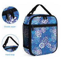 Blue Aloha Hawaiian Lunch Bag Monstera Hibiscus Tropical Pattern LT19 - Polynesian Pride