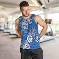 Blue Aloha Hawaiian Men Tank Top Monstera Hibiscus Tropical Pattern LT19 Blue - Polynesian Pride