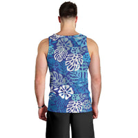 Blue Aloha Hawaiian Men Tank Top Monstera Hibiscus Tropical Pattern LT19 - Polynesian Pride